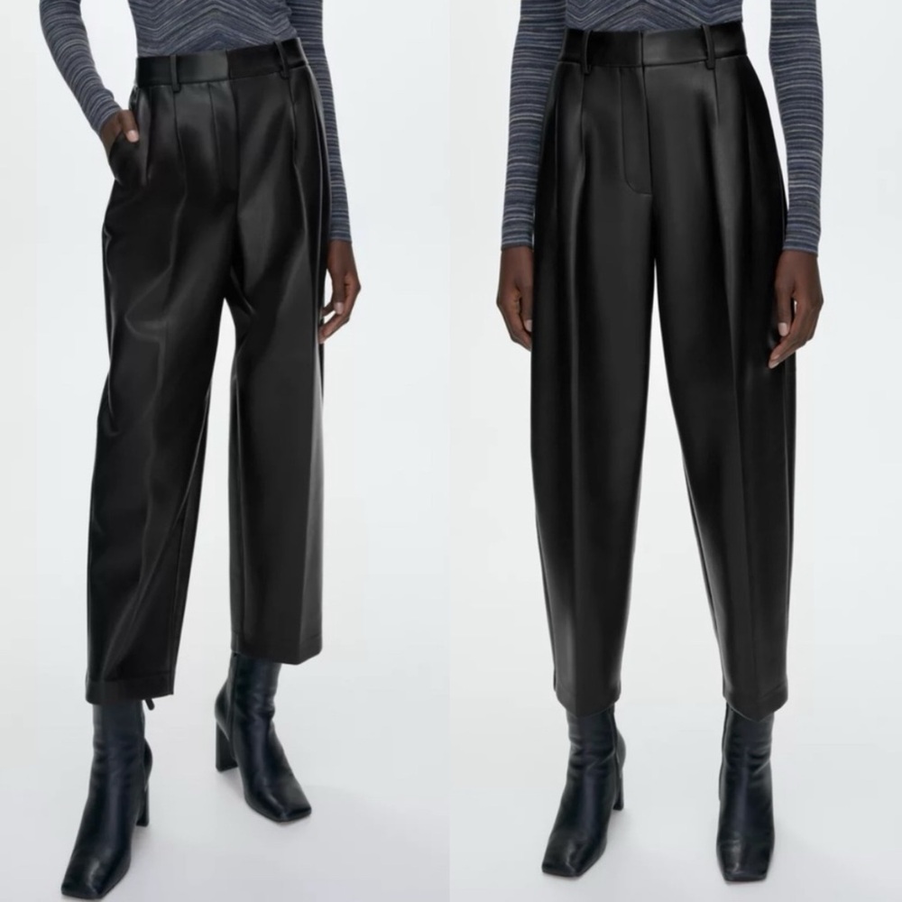Aritzia | Wilfred Pleated Carrot Pant in Black Faux Leather 10